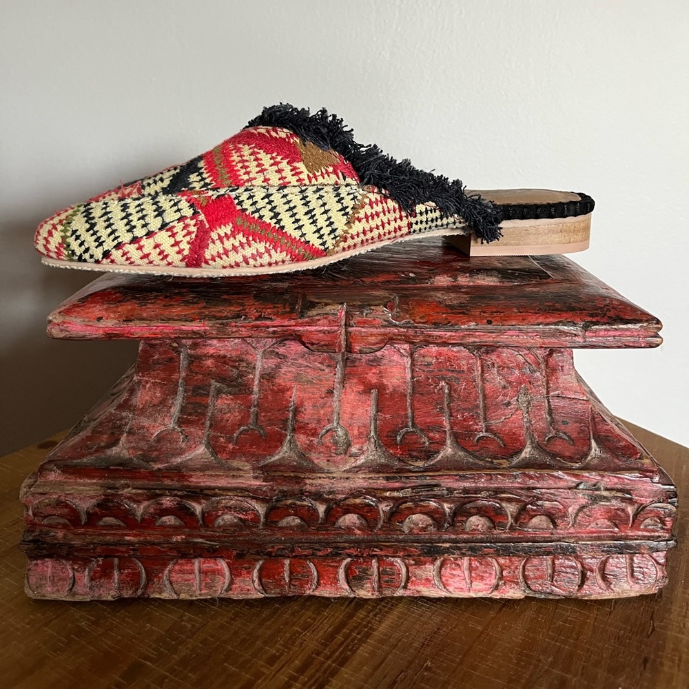 NIB Free People Fabric Newport Flat Red Size 8 Loafer Mules - Picture 2 of 7